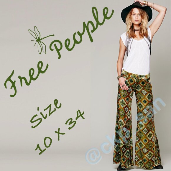 Free People Pants - Free People Shay Velvet Wideleg Pants Sz 10